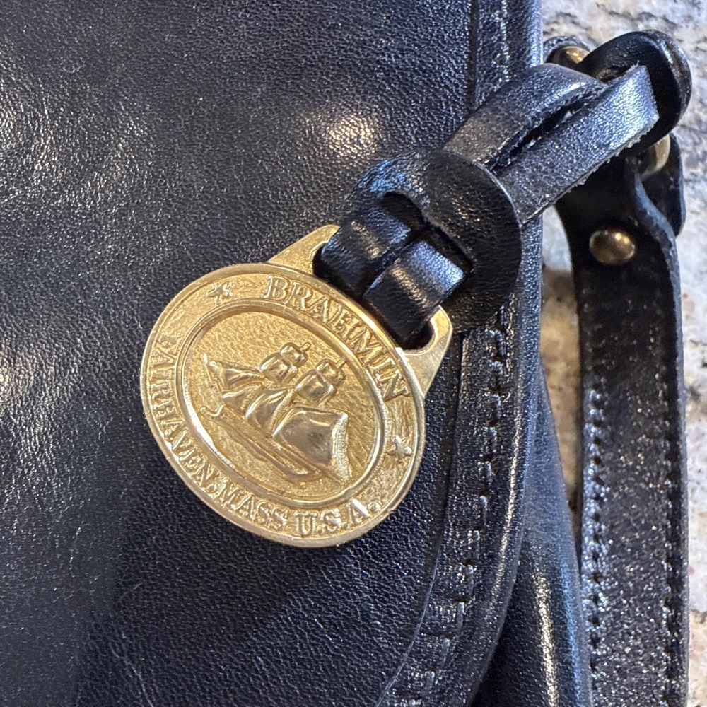 Vintage~ Brahmin Saddle Leather Black Small Crossbody Flap Messenger Bag - Picture 2 of 9